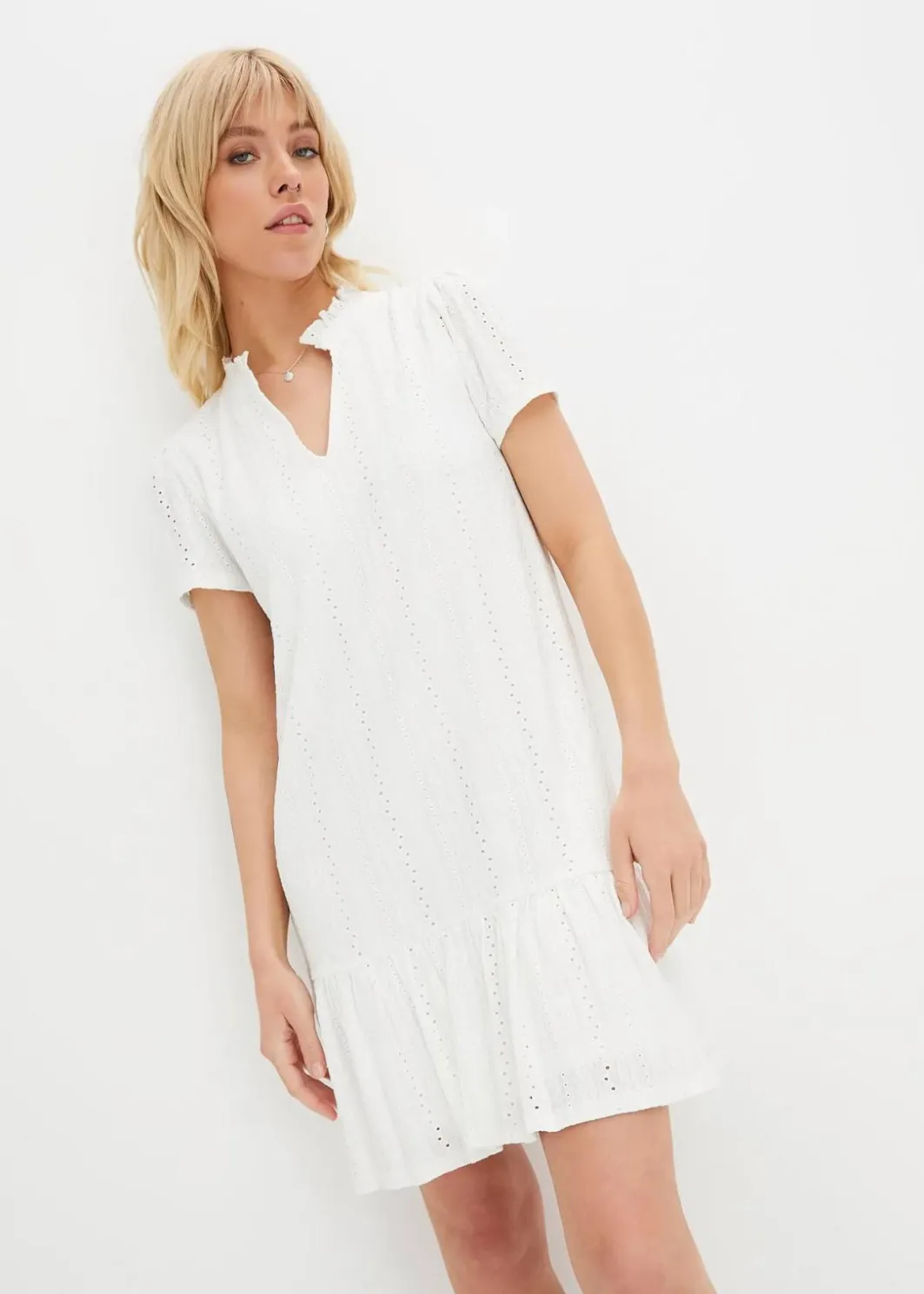 Online Shirtkleid mit Spitze Damen Bekleidung·Pullover & Strickjacken|Kleider