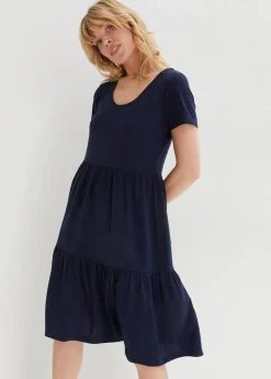 Discount Shirtkleid mit Strukturmuster aus Viskose-Mix Damen Kleider