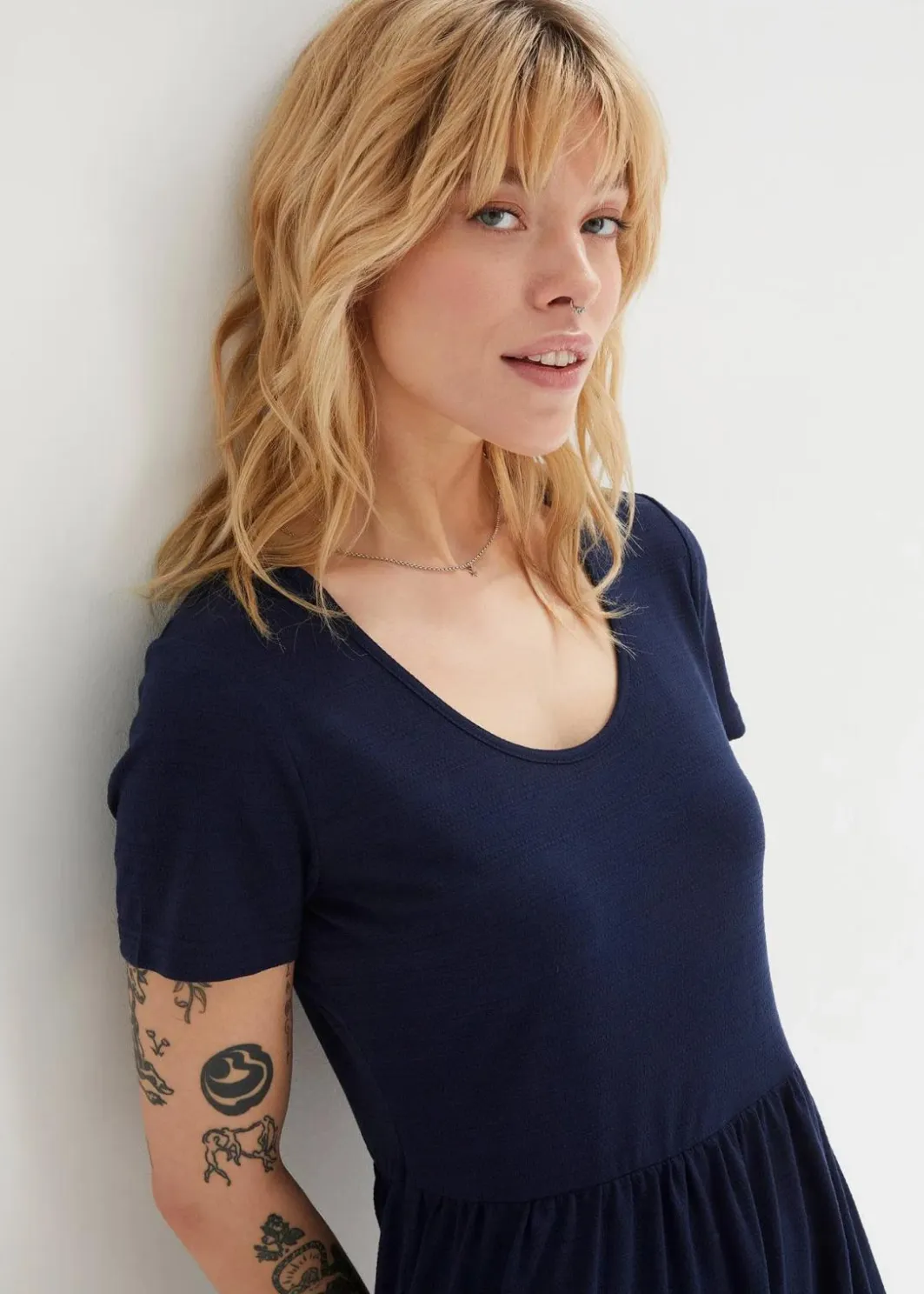 Discount Shirtkleid mit Strukturmuster aus Viskose-Mix Damen Kleider