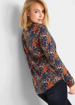 Clearance Shirt-Tunika, bedruckt, Langarm Damen Nachhaltigere Materialien|Shirts & Tops