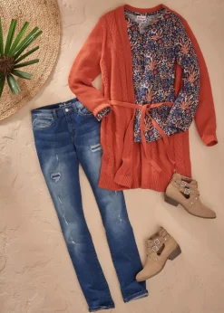 Clearance Shirt-Tunika, bedruckt, Langarm Damen Nachhaltigere Materialien|Shirts & Tops