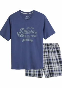 Herren bonprix Pyjamas|Große Größen|Shorty mit Baumwolle