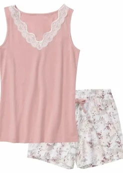 Damen bonprix Wäsche·Nachtwäsche|Nachtwäsche|Shorty mit feiner Spitze