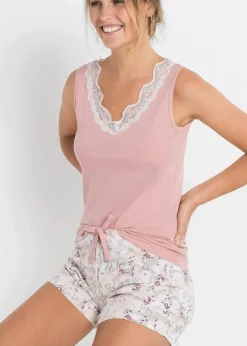 Damen bonprix Wäsche·Nachtwäsche|Nachtwäsche|Shorty mit feiner Spitze