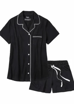 Damen bonprix Nachtwäsche|Basics|Shorty mit Knopfleiste
