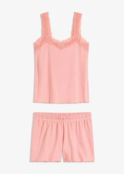 Damen bonprix Wäsche·Nachtwäsche|Nachtwäsche|Shorty mit zartem Spitzenbesatz
