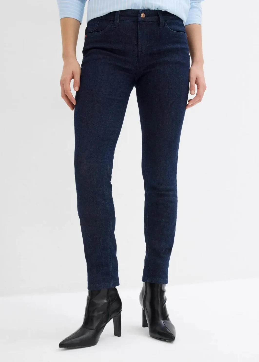 Damen bonprix Jeans|Kurzgrößen|Skinny Jeans Mid Waist, Bio Baumwolle