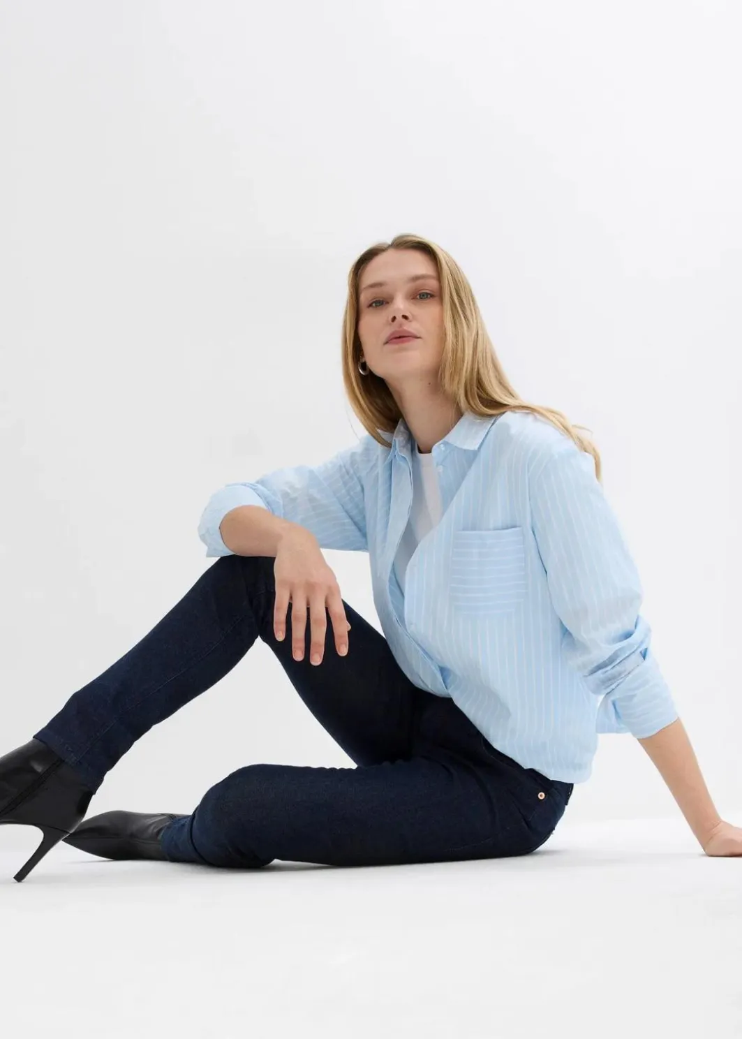 Damen bonprix Jeans|Kurzgrößen|Skinny Jeans Mid Waist, Bio Baumwolle
