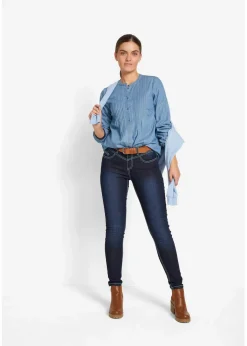 Skinny Jeans Mid Waist, Kontrastnähte Damen Bekleidung·Shirts & Tops|Jeans