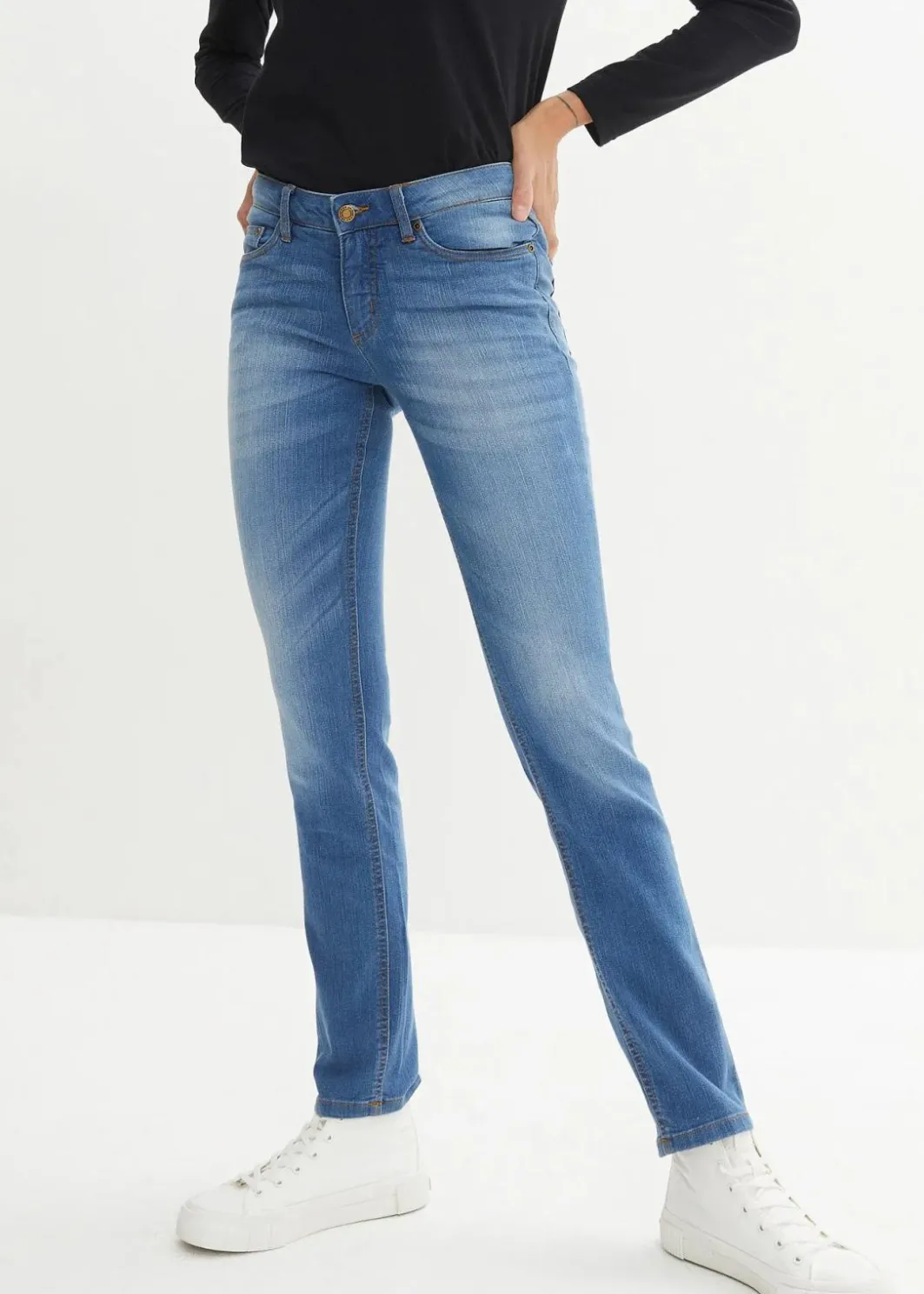 Damen bonprix Jeans|Kurzgrößen|Skinny Jeans Mid Waist, Stretch