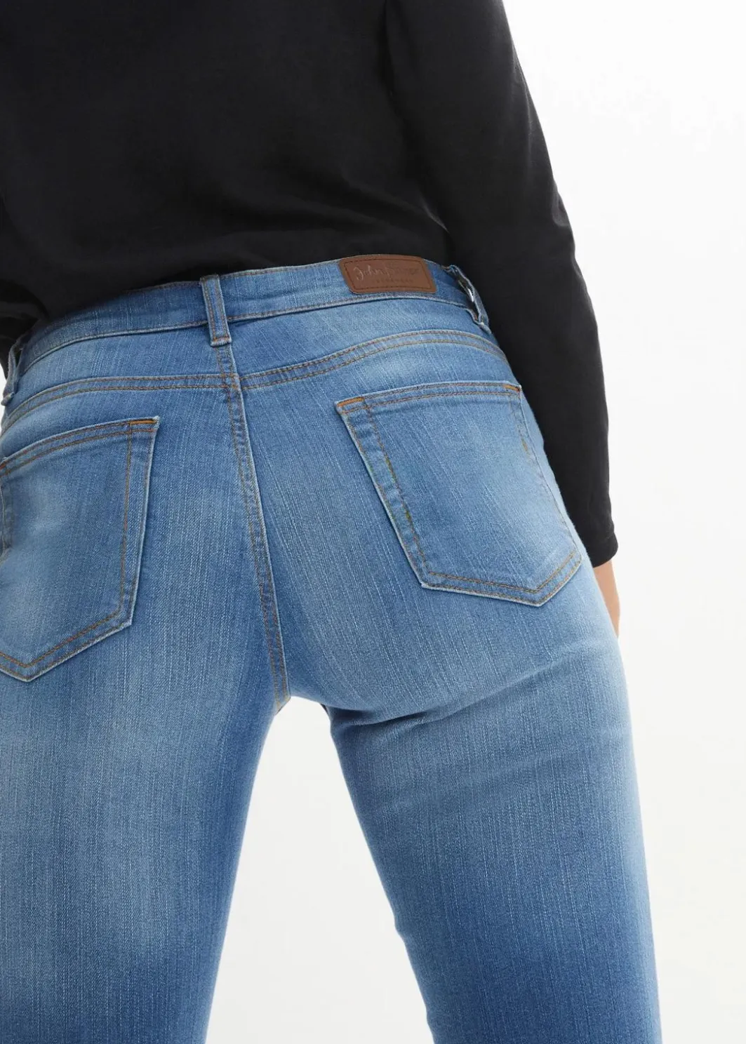Damen bonprix Jeans|Kurzgrößen|Skinny Jeans Mid Waist, Stretch
