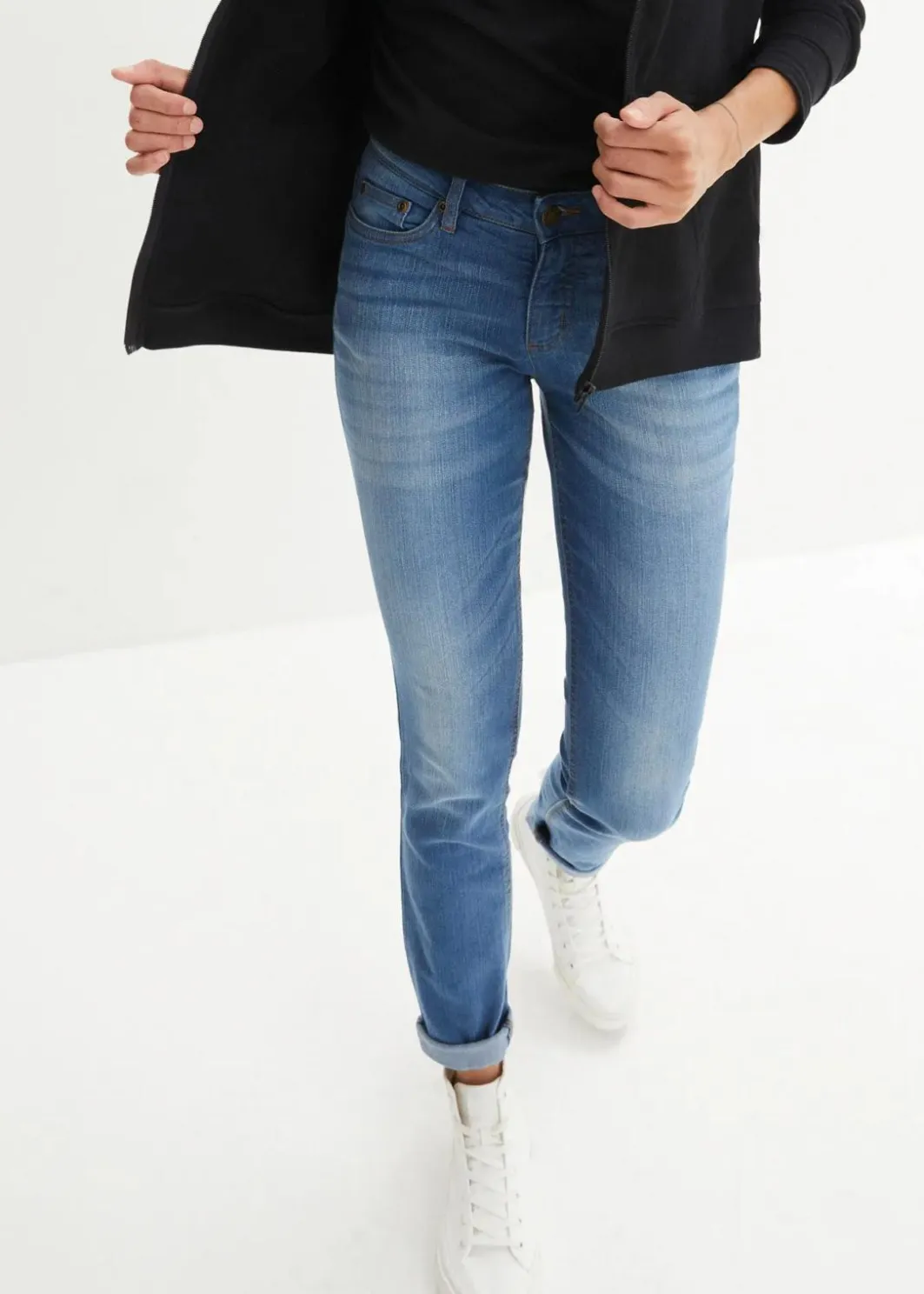 Damen bonprix Jeans|Kurzgrößen|Skinny Jeans Mid Waist, Stretch