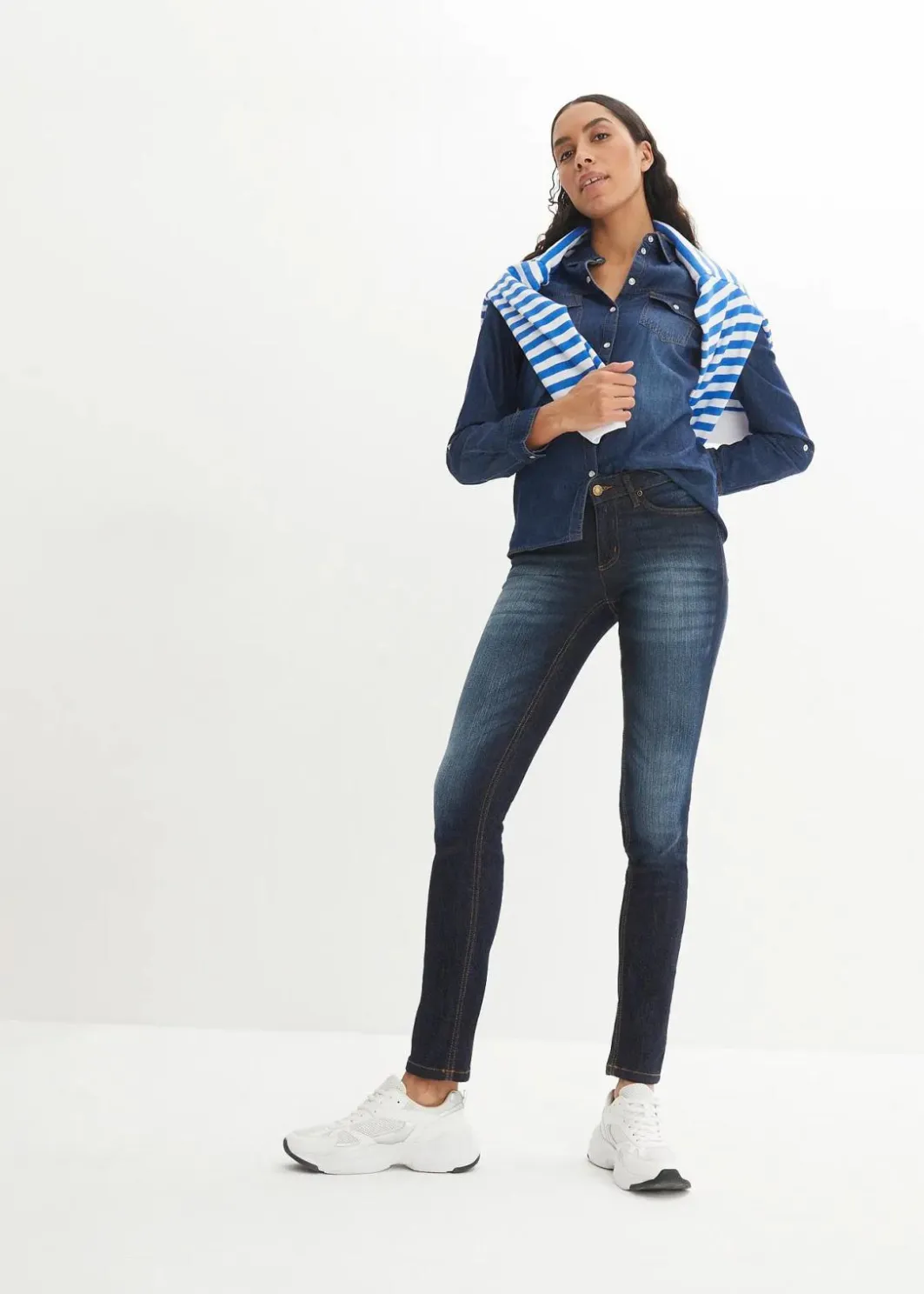 New Skinny Jeans Mid Waist, Stretch Damen Kurzgrößen|Bekleidung·Shirts & Tops