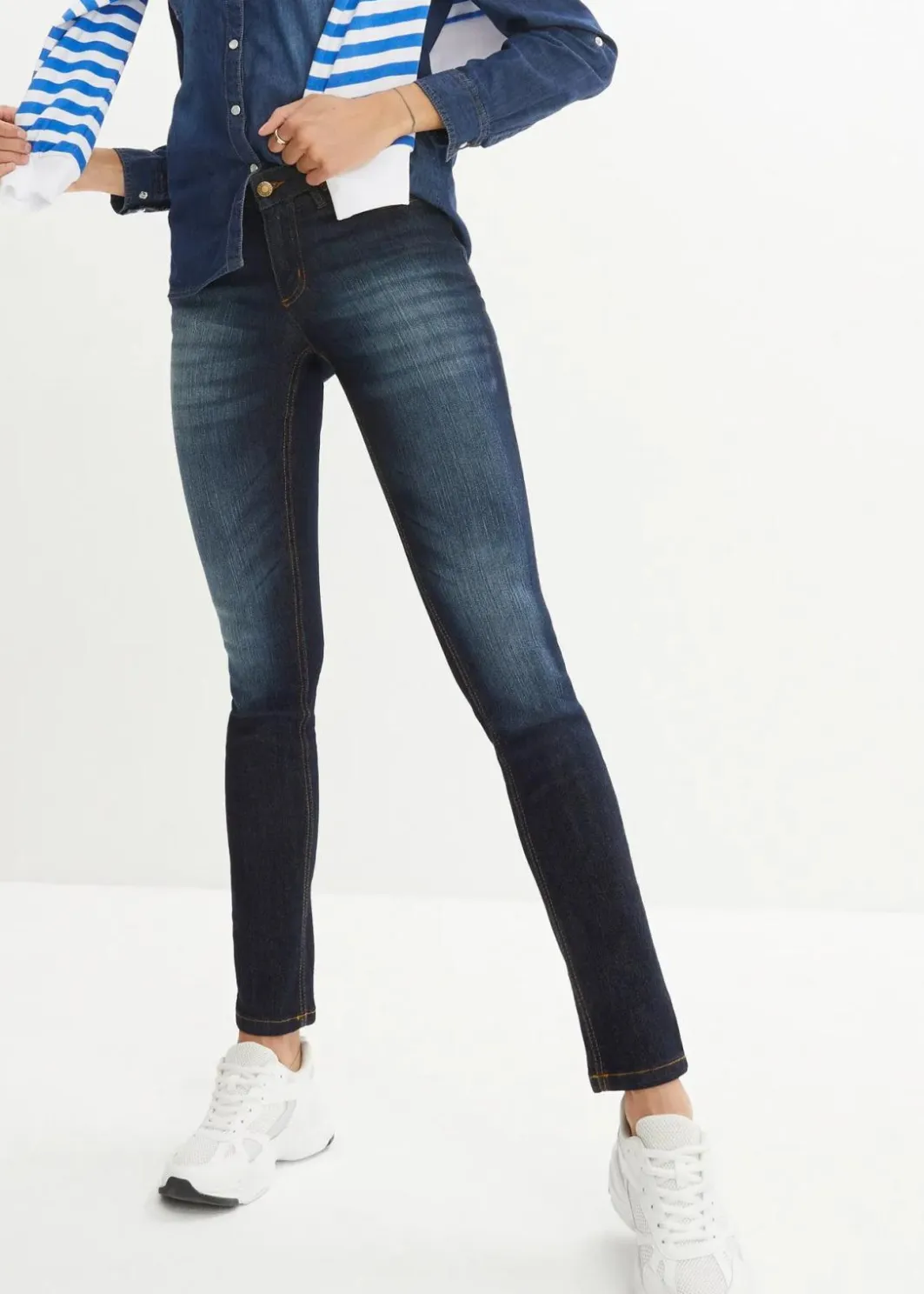 New Skinny Jeans Mid Waist, Stretch Damen Kurzgrößen|Bekleidung·Shirts & Tops