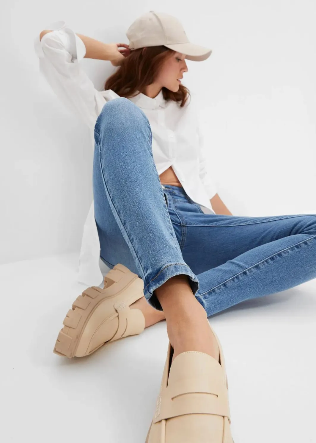Sale Skinny-Jeans Mid Waist, cropped Damen Jeans