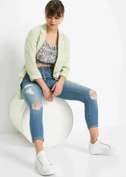 Damen bonprix Jeans|Skinny-Jeans, Mid Waist, Destroyed