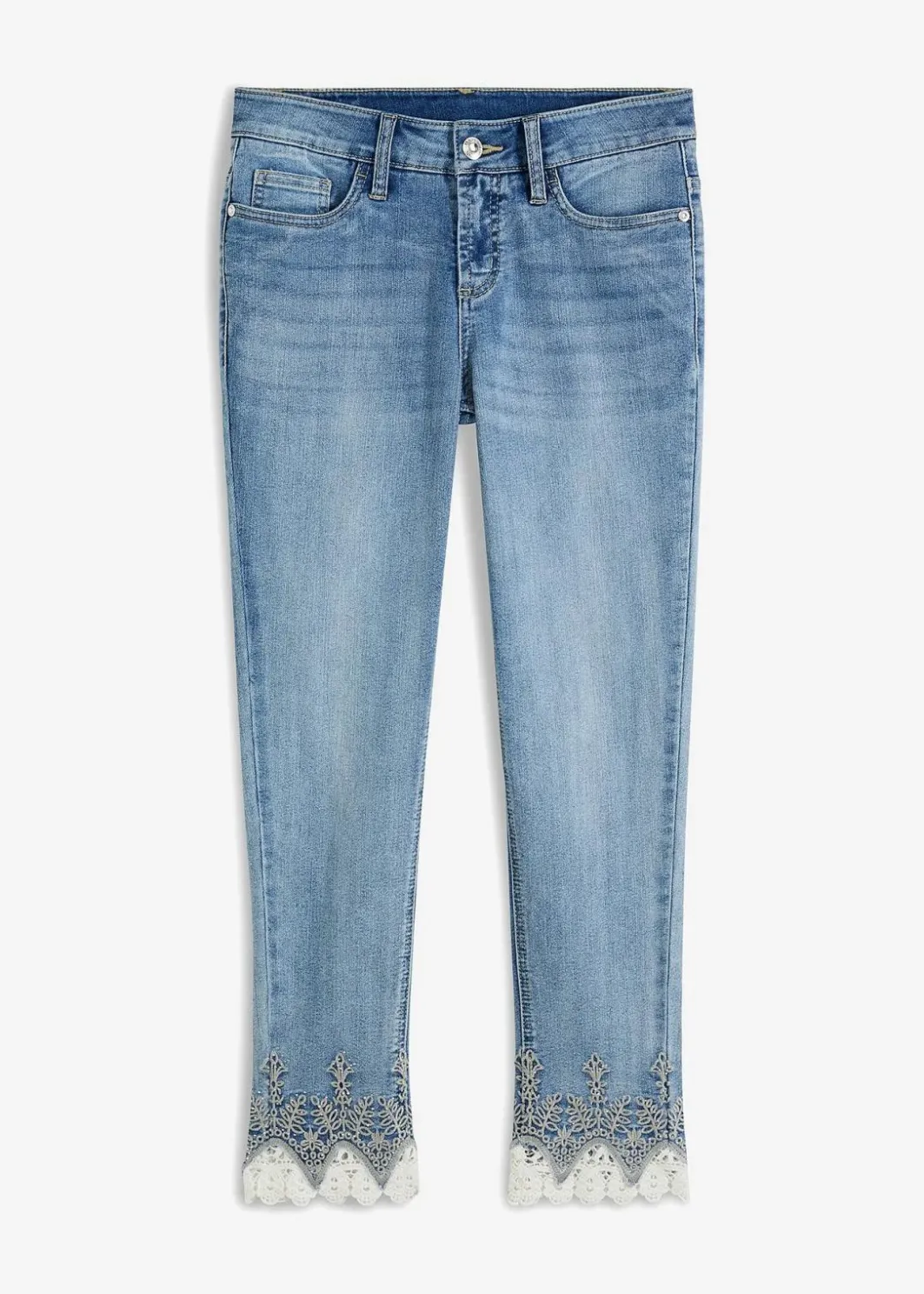 Clearance Skinny-Jeans mit Spitze Damen Bekleidung·Shirts & Tops|Jeans