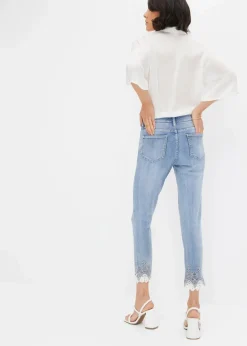 Clearance Skinny-Jeans mit Spitze Damen Bekleidung·Shirts & Tops|Jeans