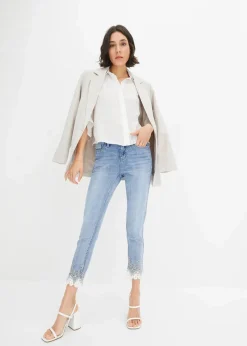 Clearance Skinny-Jeans mit Spitze Damen Bekleidung·Shirts & Tops|Jeans