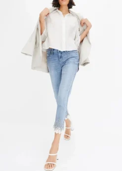 Clearance Skinny-Jeans mit Spitze Damen Bekleidung·Shirts & Tops|Jeans