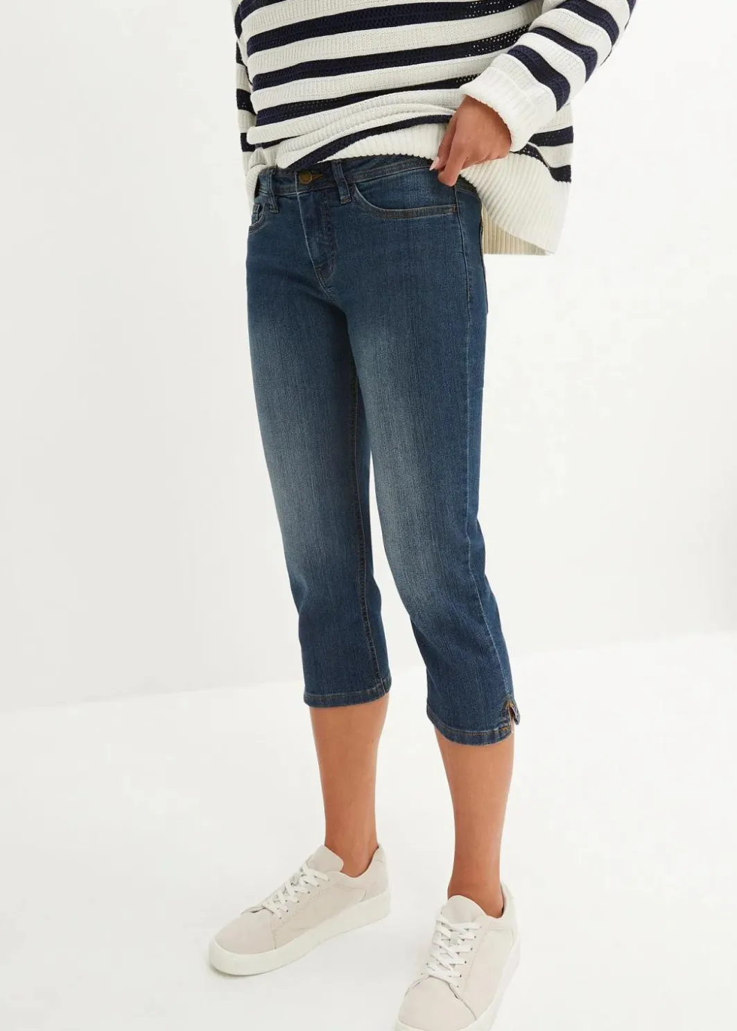 Damen bonprix Jeans|Bekleidung·Shirts & Tops|Slim Fit Jeans Mid Waist, cropped