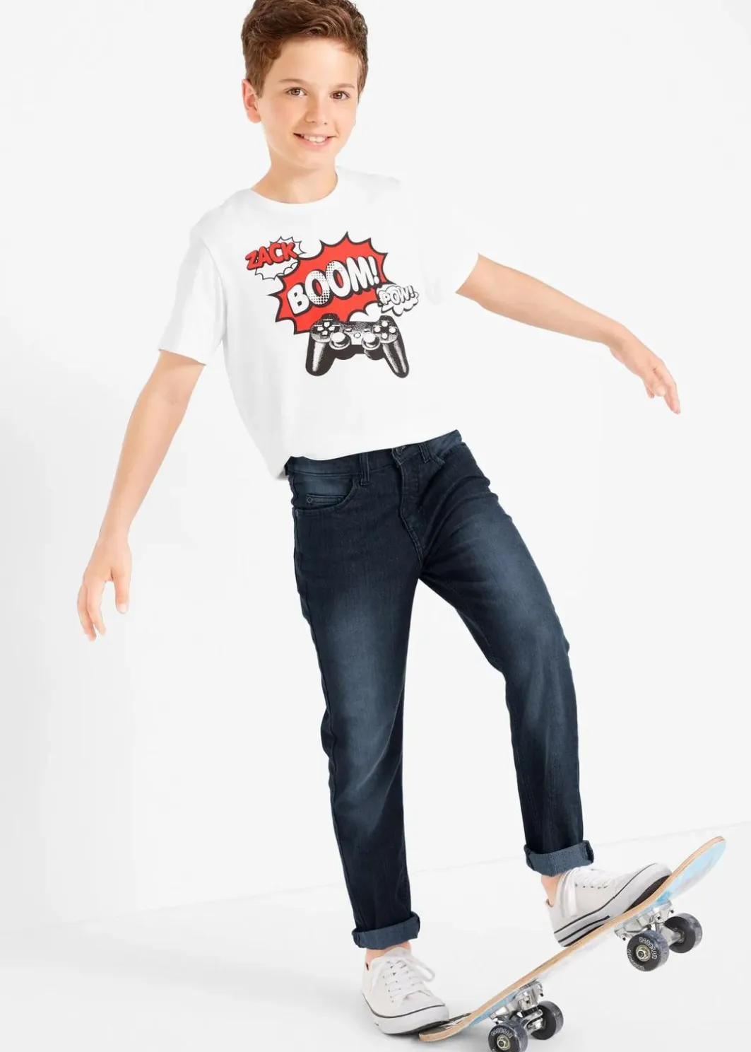 Kinder bonprix Jungen 9-16 Jahre·Bademode|Jungen 9-16 Jahre·Jeans|Slim Fit Stretch-Jeans mit verstellbarem Bund, Straight