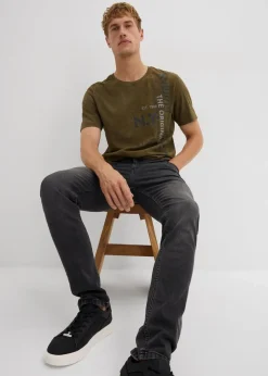 Herren bonprix Jeans|Große Größen|Slim Fit Stretch-Jeans, Straight