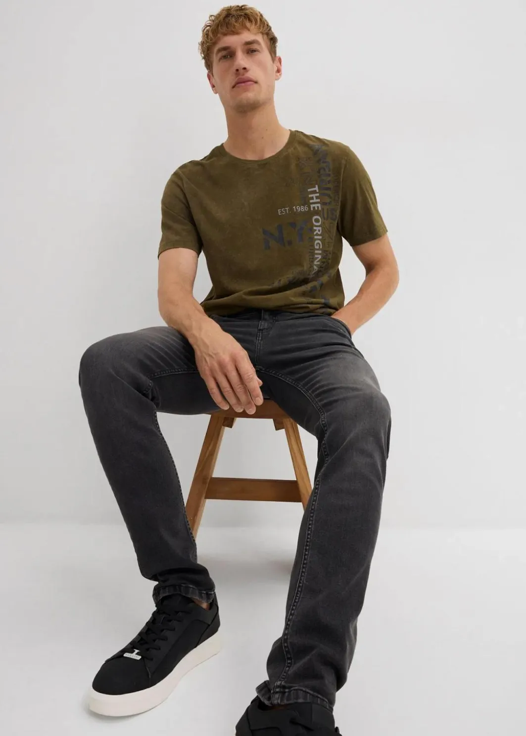 Herren bonprix Jeans|Große Größen|Slim Fit Stretch-Jeans, Straight