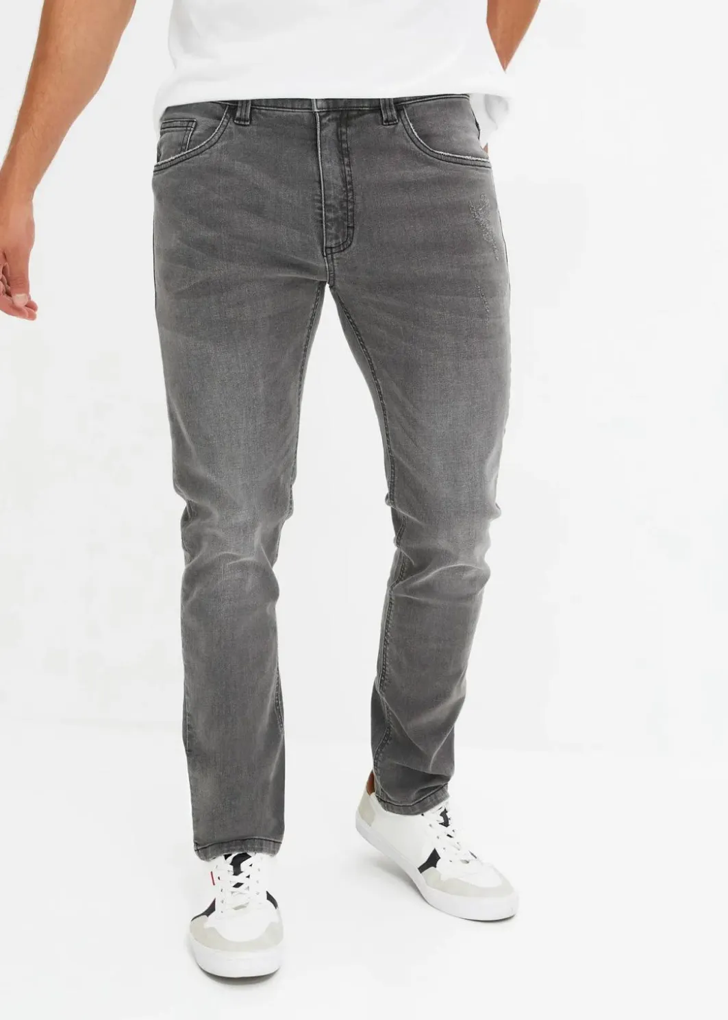 Herren bonprix Große Größen|Jeans|Slim Fit Stretch-Jeans, Straight