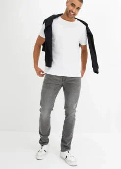 Herren bonprix Große Größen|Jeans|Slim Fit Stretch-Jeans, Straight