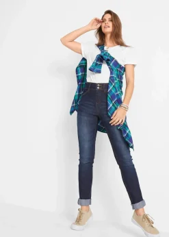 Damen bonprix Kurzgrößen|Bekleidung·Shirts & Tops|Slim-Fit-Jeans High Waist, Komfort-Stretch