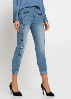 Damen bonprix Bekleidung·Shirts & Tops|Jeans|Slim-Fit-Jeans, Mid Waist, cropped