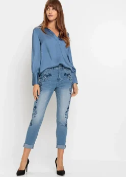 Damen bonprix Bekleidung·Shirts & Tops|Jeans|Slim-Fit-Jeans, Mid Waist, cropped
