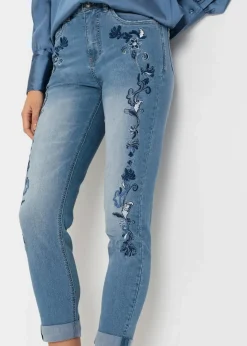 Damen bonprix Bekleidung·Shirts & Tops|Jeans|Slim-Fit-Jeans, Mid Waist, cropped