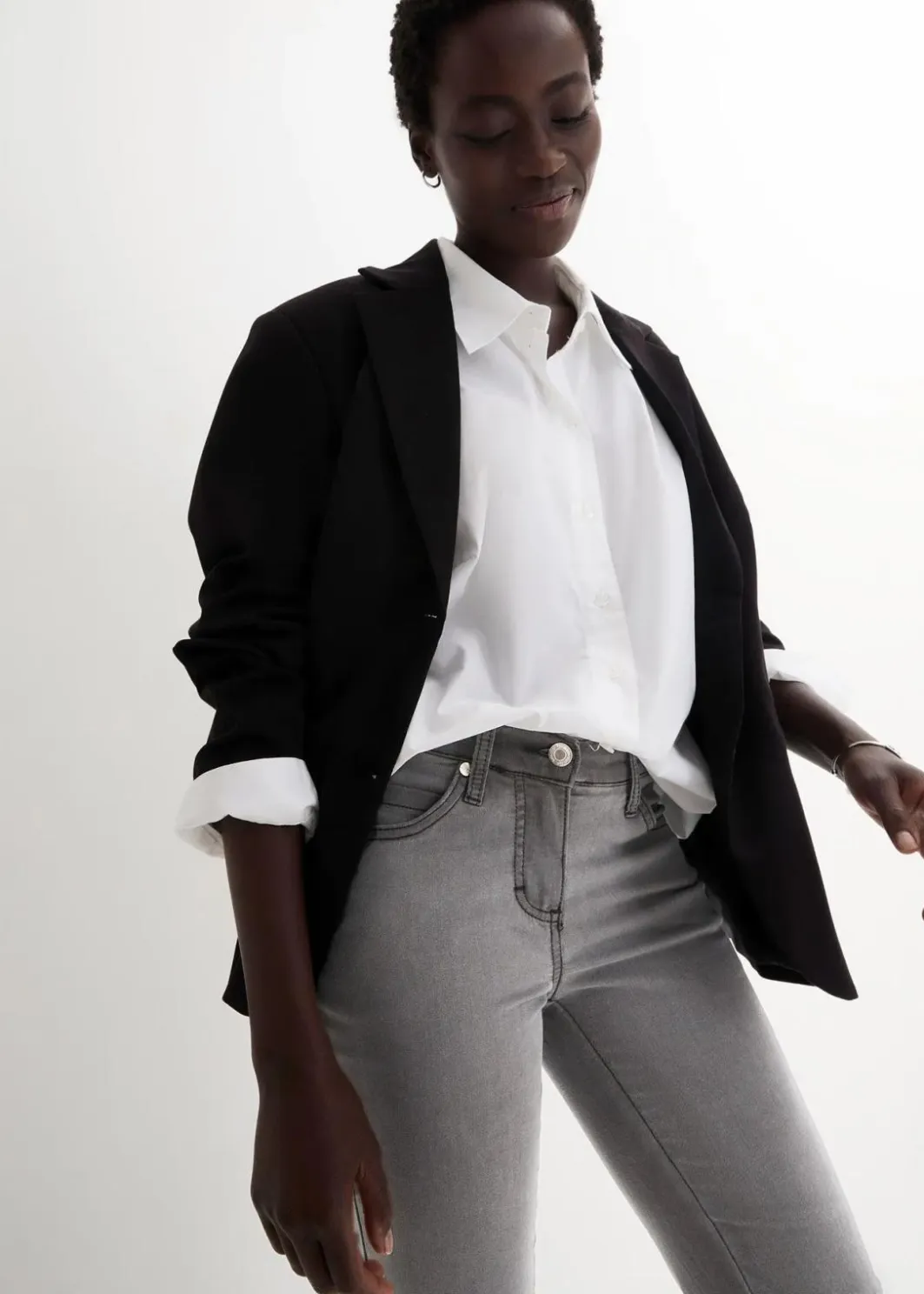 Discount Slim-Fit-Jeans Mid Waist, Super Stretch Damen Jeans|Kurzgrößen