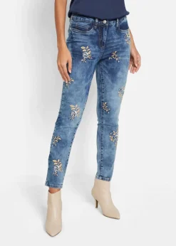 Slim-Fit-Jeans mit floraler Stickerei Damen Bekleidung·Shirts & Tops|Jeans