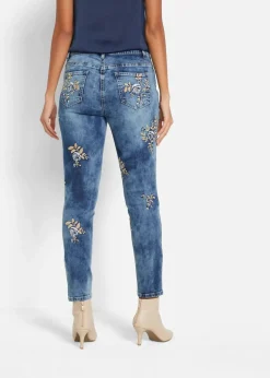 Slim-Fit-Jeans mit floraler Stickerei Damen Bekleidung·Shirts & Tops|Jeans
