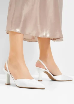 Damen bonprix Pumps|Slingpumps in Satin-Optik