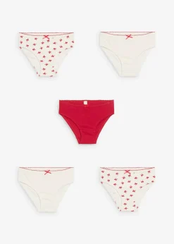 Kinder bonprix Mehrfachpacks|Mädchen·Unterwäsche|Slip aus weicher Rippe mit Satin-Schleife (5er Pack)
