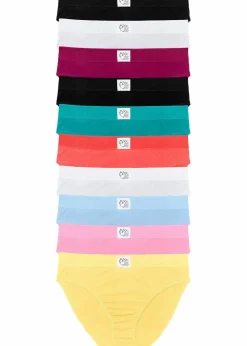 Damen bonprix Höschen|Baumwollunterwäsche|Slip (10er Pack)
