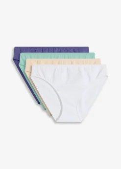 Damen bonprix Wäsche·Baumwollunterwäsche|Wäsche·Höschen|Slip mit Bio-Baumwolle (4er Pack)