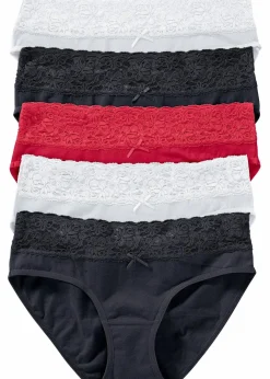 Slip mit Spitze (5er Pack) Damen Höschen|Baumwollunterwäsche