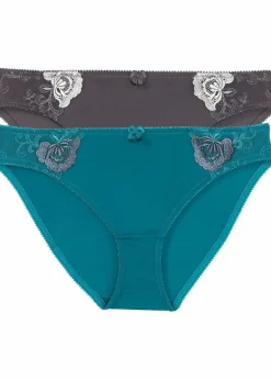 Damen bonprix Wäsche·Höschen|Nachhaltigere Materialien|Slip mit Stickerei (2er Pack)