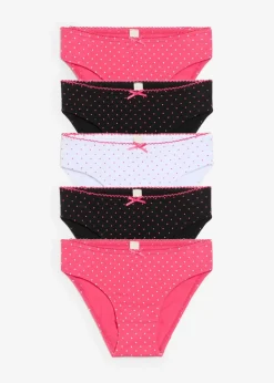 Kinder bonprix Mädchen·Unterwäsche|Mehrfachpacks|Slip mit weicher Baumwolle mit Satin-Schleife (5er Pack)