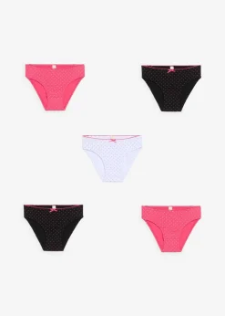 Kinder bonprix Mädchen·Unterwäsche|Mehrfachpacks|Slip mit weicher Baumwolle mit Satin-Schleife (5er Pack)