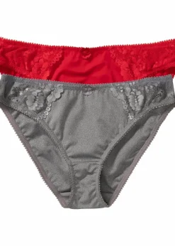 Discount Slip mit zarter Spitze (2er Pack) Damen Höschen|Dessous