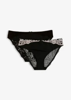 Damen bonprix Wäsche·Dessous|Wäsche·Höschen|Slip mit zarter Spitze (2er Pack)