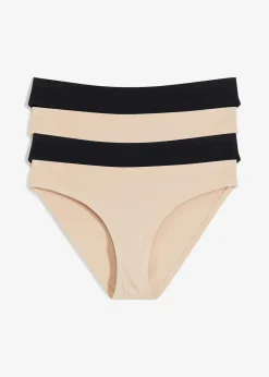 Damen bonprix Wäsche·Baumwollunterwäsche|Wäsche·Höschen|Slip ohne sichtbare Abdrücke aus Bio-Baumwolle (4er Pack)