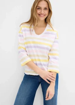 Damen bonprix Shirts & Tops|Slub-Shirt aus Bio-Baumwolle, 3/4 Arm