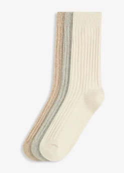 Outlet Socken mit Rippe und Flauschgarn (3er Pack) Damen Homewear|Socken & Strumpfhosen